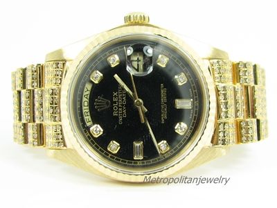 MEN ROLEX DAY DATE 18038 WITH CUSTOM DIAMOND BRACELET  