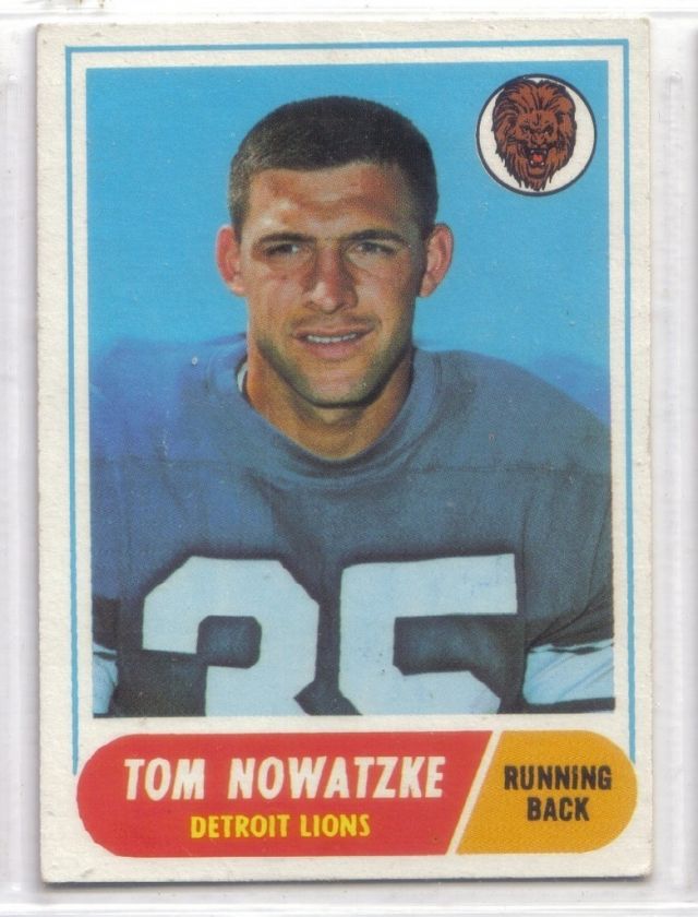 1968 TOPPS #78 TOM NOWATZKE DETROIT LIONS VG/EX  