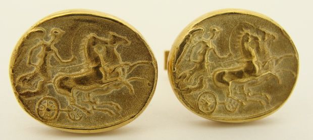 Mens 14K Gold ROMAN Warrior Cufflinks  