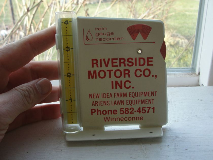 RIVERSIDE MOTOR CO.INC.WINNECONNE WI,ADVERTISING RAIN GAUGE/RECORDER 