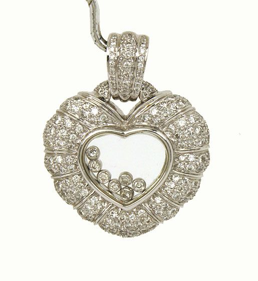   amazing designer style 18k gold floating diamonds ladies heart pendant