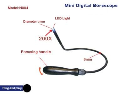 Supereyes 200X USB Digital Mini 7mm Manual Focus Endoscope/Borescope w 