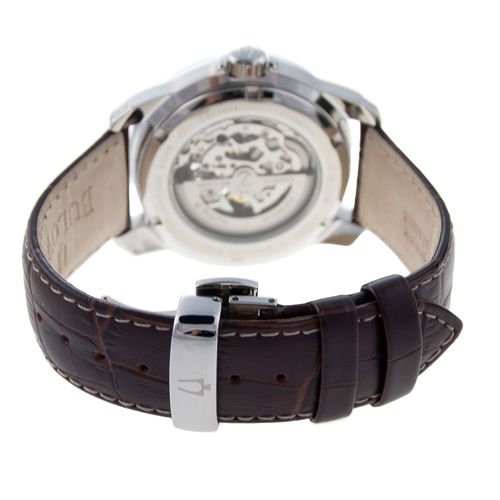 NEW* Bulova Mens Mechanical Brown Leather Analog Automatic Watch 