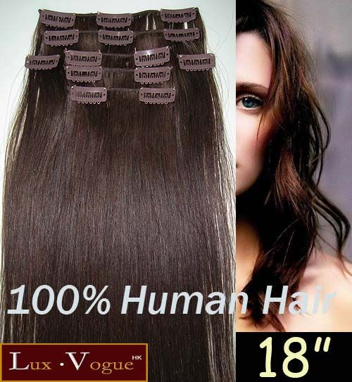 Full Head 20 50cm REMY Human Hair Clip in Extensions #4  