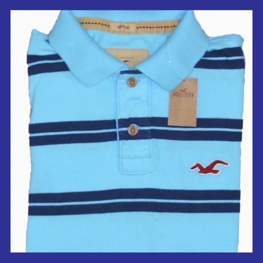 Hollister Mens Striped Logo Polo Shirt Size M L Style 122  