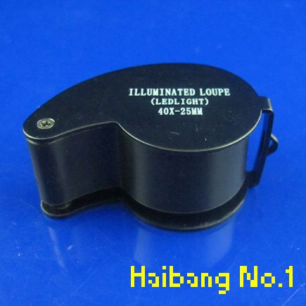 New LED 40X25mm Eye Jeweller Magnifying Glass Magnifier Loupe  