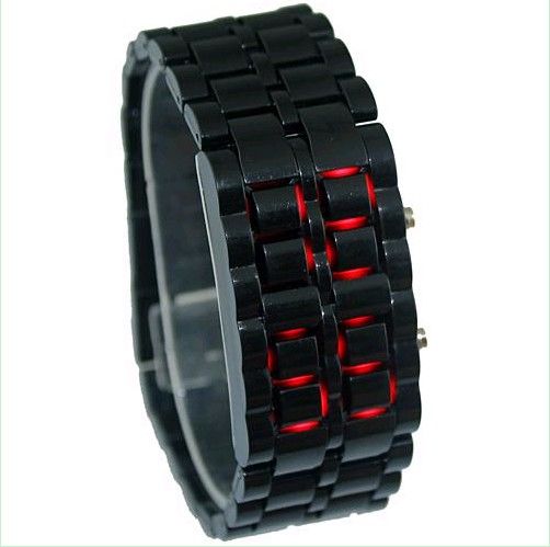 LED Digital Samurai Lava Wrist Watch Plastic Sports Style Mens Womens 