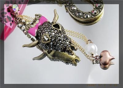 Betsey Johnson   Horse Shoe and Black Bull Skull with Devil Horn 