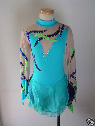 Grils Beautiful Rhythmic Gymnastics leotard Skating Dress  