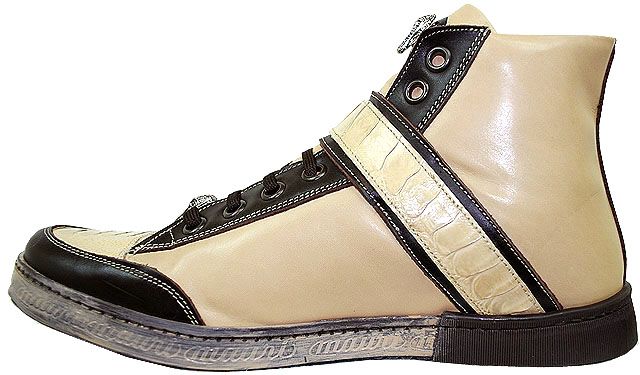 NEW~MAURI~BROWN OSTRICH/NAPPA LEATHER SNEAKERS~SZ 13  