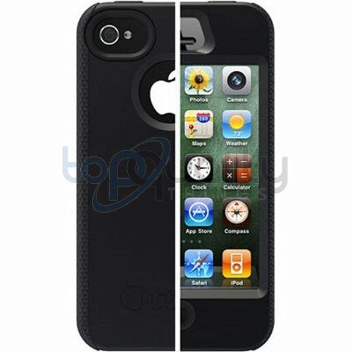 New Apple iPhone 4 4S OtterBox Impact Series Case Black Silicone Skin 