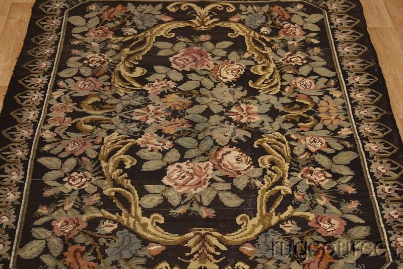 OVERWHELMING BLACK ANTIQUE 7X10 KILIM KELIM SHIRAZ PERSIAN ORIENTAL 