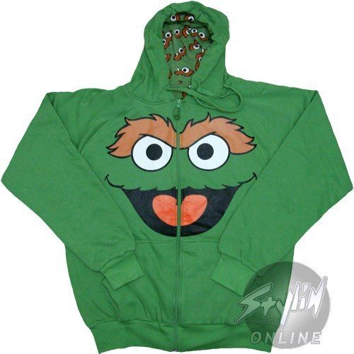 Sesame Street Oscar Grouch Reversible Hoodie Hooded L  