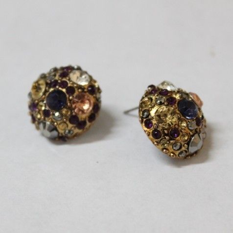 Retro Bronze polychrome Swarovski studs earring  