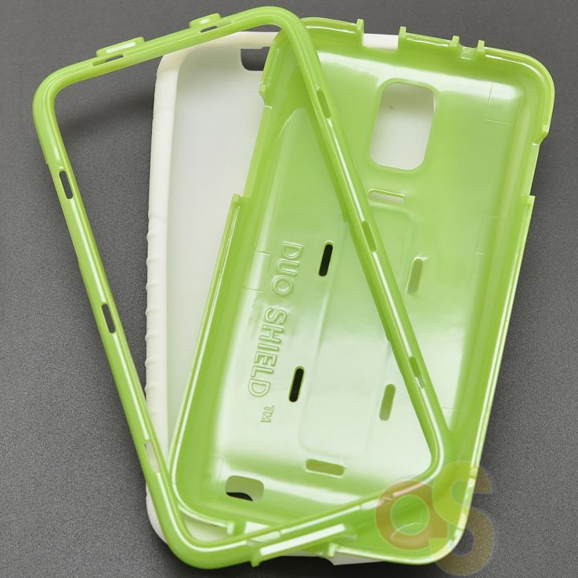   Skyrocket I727 White Green Hybrid Case Cover +Screen Protector  
