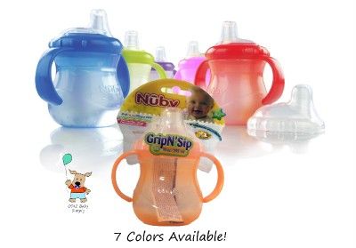 Nuby No Spill 2 Handle Soft Spout Sippy Cup 7 Asst. Colors To Choose 