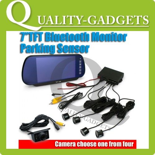 Parking Radar Sensor Kit   7 Bluetooth Rearview Mirror LCD 