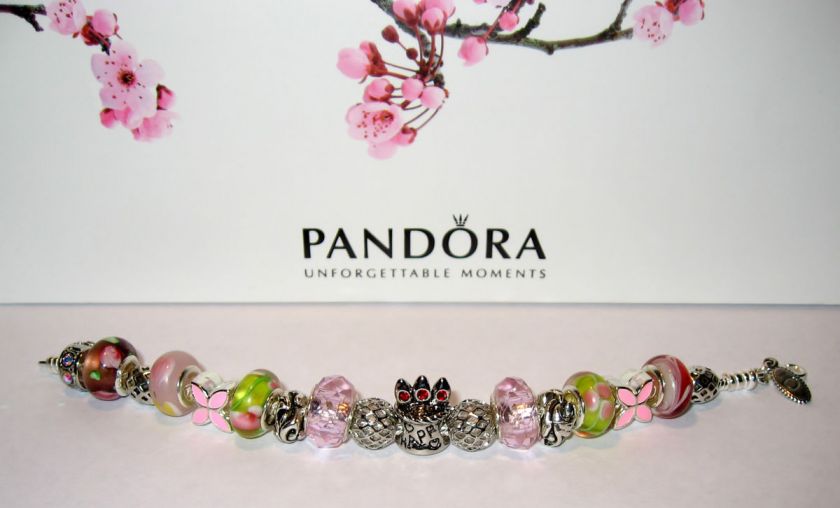 Authentic Pandora Bracelet Sweet Sixteen with 17 Beads & Charms w 