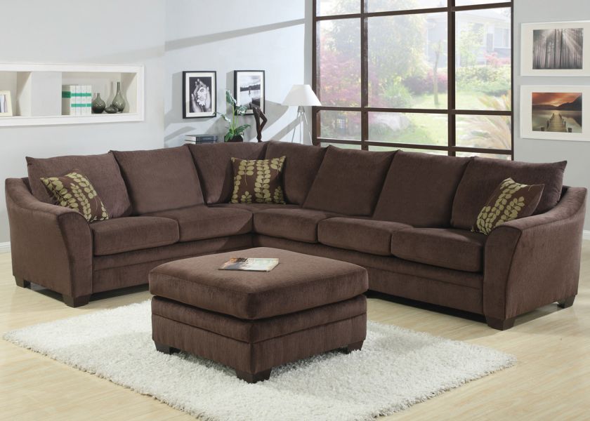 AMERISOFA CLAUDIA SECTIONAL CONTEMPORARY BROWN FABRIC  