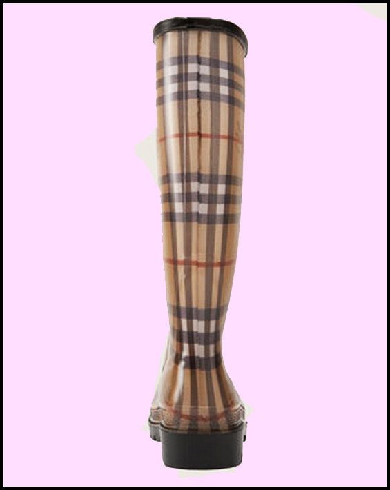 AUTHENTIC NEW Tartan BURBERRY London RAINBOOTS Galoshes RUBBER TALL 