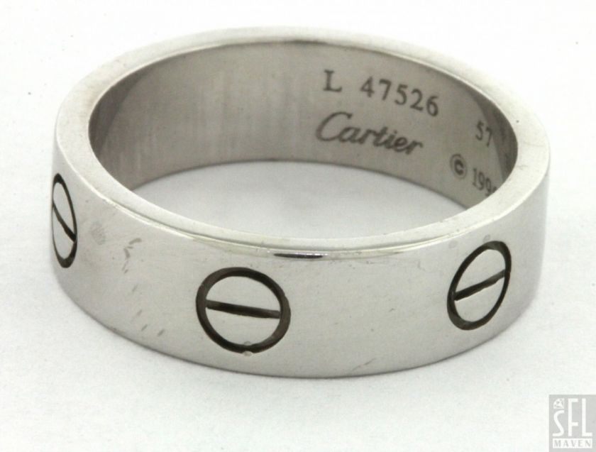 CARTIER LOVE 18K WHITE GOLD 1996 BAND RING SIZE 57 SIGNED AND NUMBERED 