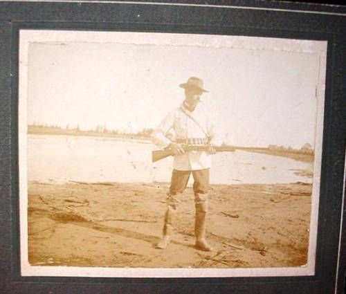 Antique Photo Cowboy With Winchester Western Wild West  