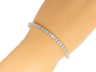 ROW DIAMOND WHITE GOLD FINISH TENNIS BRACELET 7 INCH  