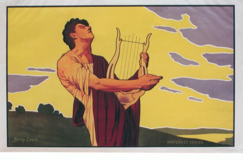 Original vintage print GREEK ANTIQUE LYRE PLAYER 1904  