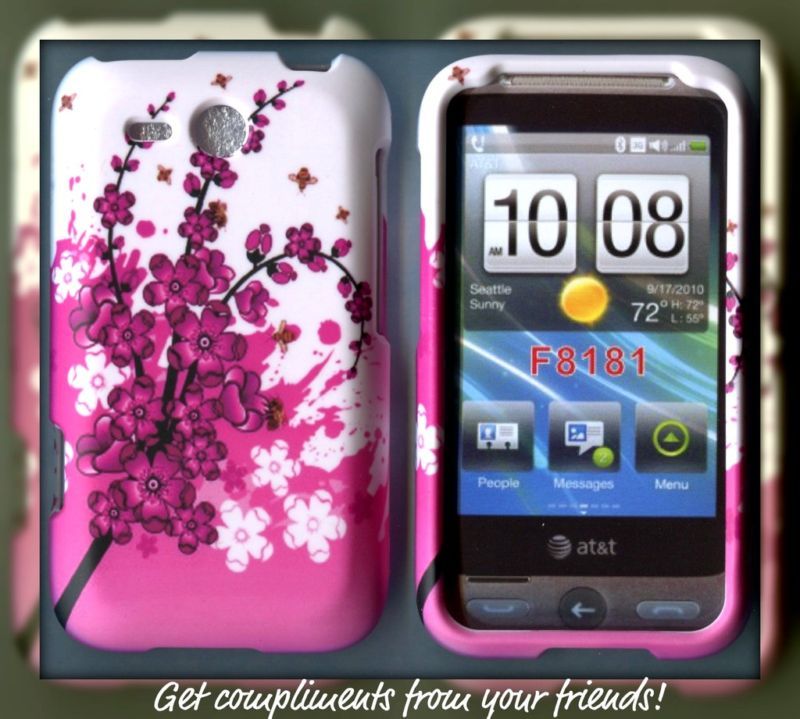 HTC FREESTYLE AT&T Hard rubberized cover case flower bo  