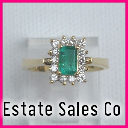 18kyg Emerald & Diamond Cocktail Ring Vs .92ct  