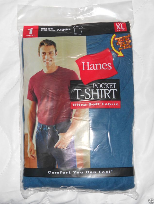 lot of 5 Hanes Mens Pocket T shirt Ultra Soft Fabric NIP Color Lunar 