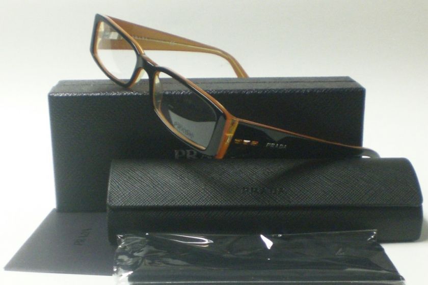 PRADA VPR 10F 2BX 1O1 BLACK ORANGE AUTH Rx GLASSES 51  