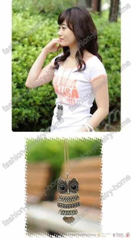 Fashion Retro Bronze&silver Cute Owl Pendant Necklace  