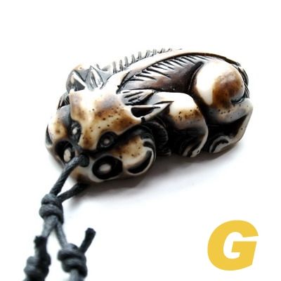 Handmaking Ox Bone Pendant NECKLACE Lucky Animal MNH22  