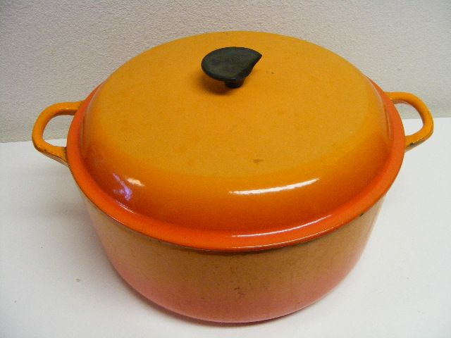 Le Creuset Vintage Dutch Oven Pot 8 Qt Orange Roasting 12 Cast Iron 