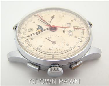   Moonphase Vintage Chronograph Wakmann Co Manual Wind Movemnt  