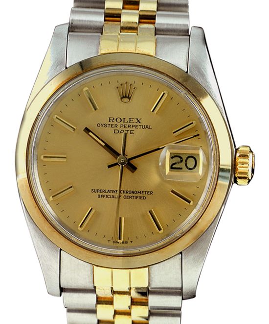 Mens rolex Date watch smooth bezel stick dial mint  