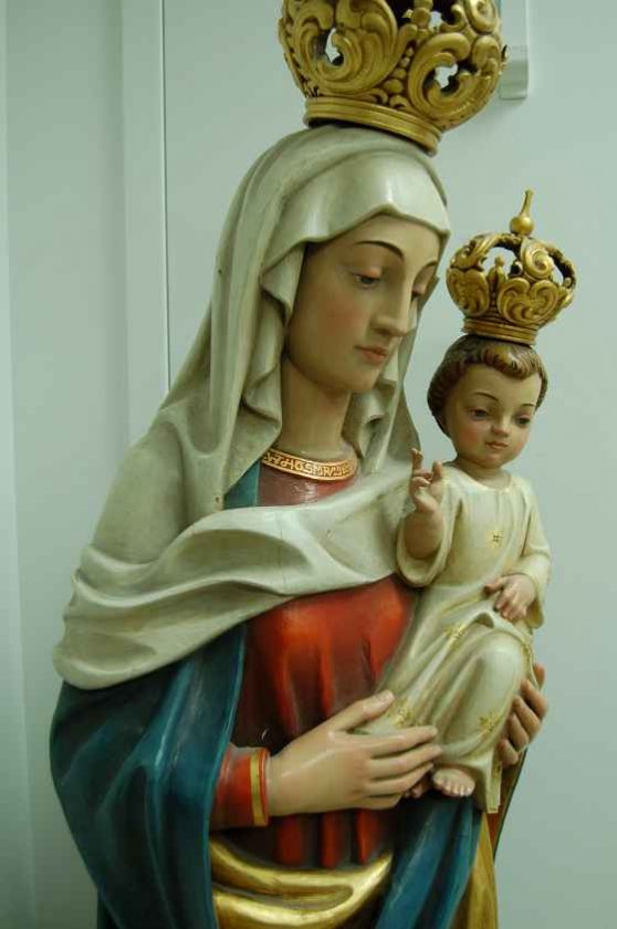 Fine Hand Carved wood Statue Madonna & Child +  
