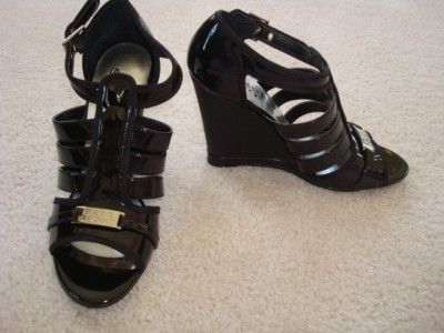 BEBE NIB SHOES PUMPS PLATFORM GLADIATOR WEDGE LEATHER 9  