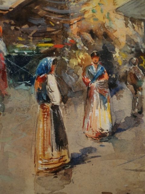 Fulvio Tessitore De Fulvis Italian Artist Impressionist Market W/C 