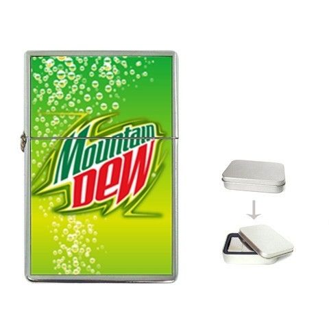 Mountain Dew Drink Flip Top Lighter with Tin Box RARE  