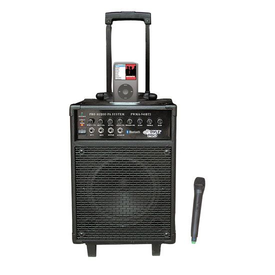 Pyle PWMA940BTI 600W VHF Wireless Portable PA System W/Mic iPod Dock 