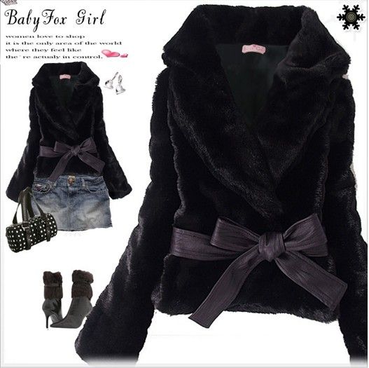 New Fashion Women Faux Fur Rabbit Hair Coat Fluffy Short Outwear 