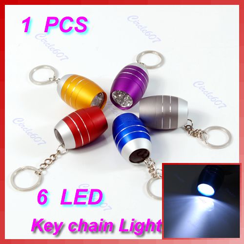 Mini Bright White 6 LED Camping Emergency Light Torch Keyring Keychain 