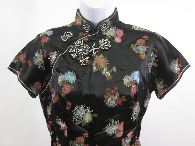 PEONY BRAND Black Floral Mid Length Dress Sz 34  