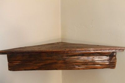   reclaimed rustic corner shelf tv, radio, vintage, Pine, 22 front