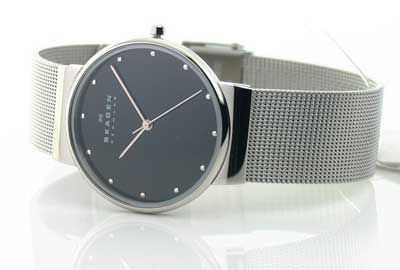 Skagen Steel Ultra Slim Mesh Band Dress Watch His/Hers  