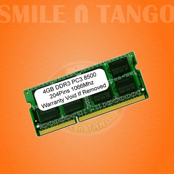 4GB DDR3 1066 MHz SODIMM Notebook Memory PC3 8500 Ram  