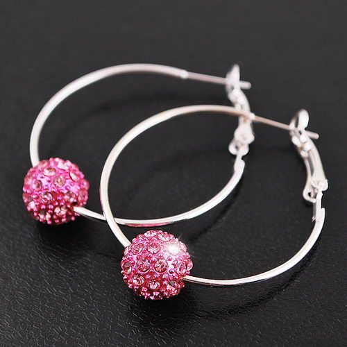 1Pair Charms Cuff Hook Earrings Ringed 43MM 10MM Disco Rhinestone 