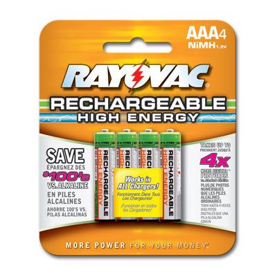 4pk Rayovac AAA Rechargeable Batteries 1.2V 750mAh NiMH  